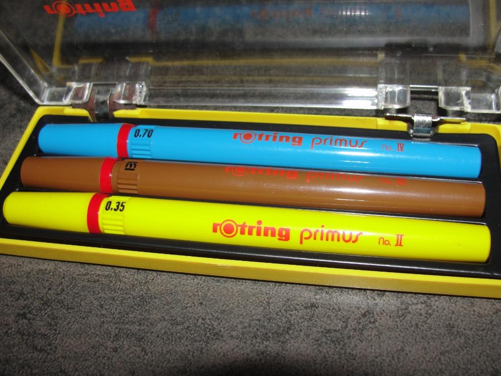 Rotring Primus / Scholar 3 tekenpennen set (0,35+0,50+0,70), Verzamelen, Pennenverzamelingen, Nieuw, Pennenset, Overige merken