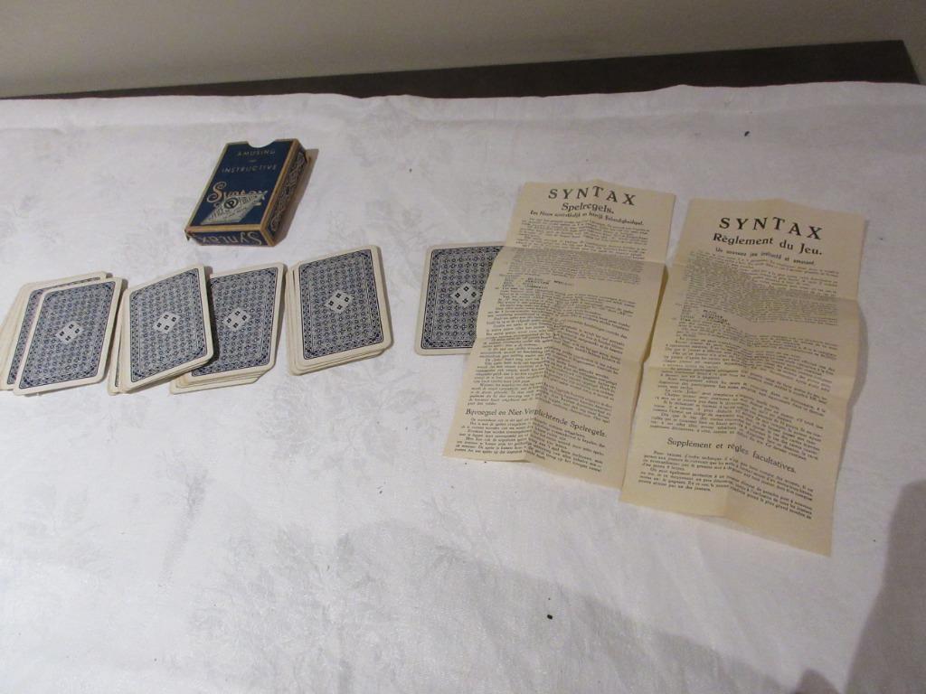 Vintage kaartspel speelkaarten SYNTAX Amusing and instructiv, Ophalen