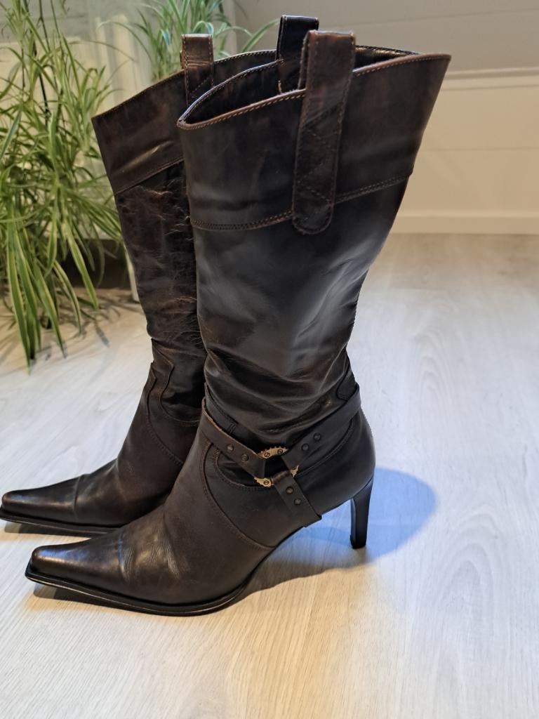Stijlvolle cowboy laarzen met afneembare gesp, Kleding | Dames, Hoge laarzen, Bruin, Gedragen, Ophalen