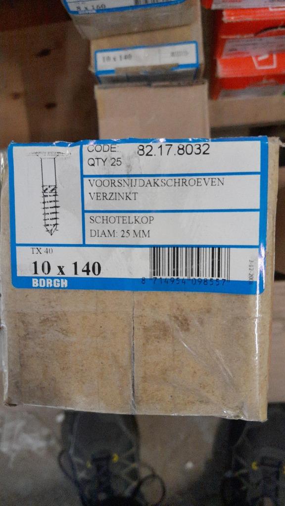 voorsnijdakschroeven met schotelkop verzinkt Borgh 10x140, Doe-het-zelf en Bouw, Ophalen