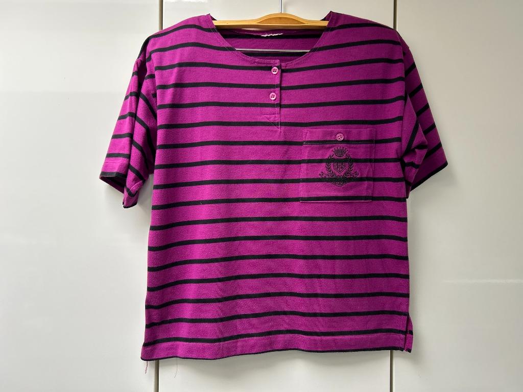 Tee-shirt à épaulettes ligné fuchsia - Taille M *', Manches courtes, Taille 38/40 (M), Enlèvement ou Envoi, Sans marque
