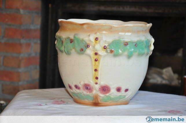 cache pot art deco wasmuel 6 fleurs rouge, Antiquités & Art, Curiosités & Brocante