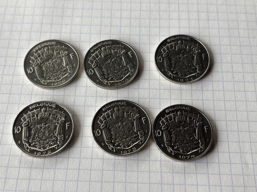 6 muntstukken 10 Belgische Francs(Frans), Postzegels en Munten, Munten | België, Ophalen of Verzenden