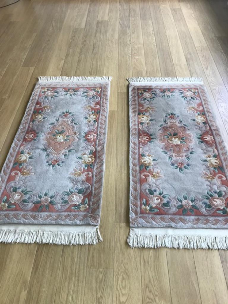 Handgeknoopte Chinese tapijtjes grijs/beige, Ophalen, Grijs, 50 tot 100 cm, Zo goed als nieuw