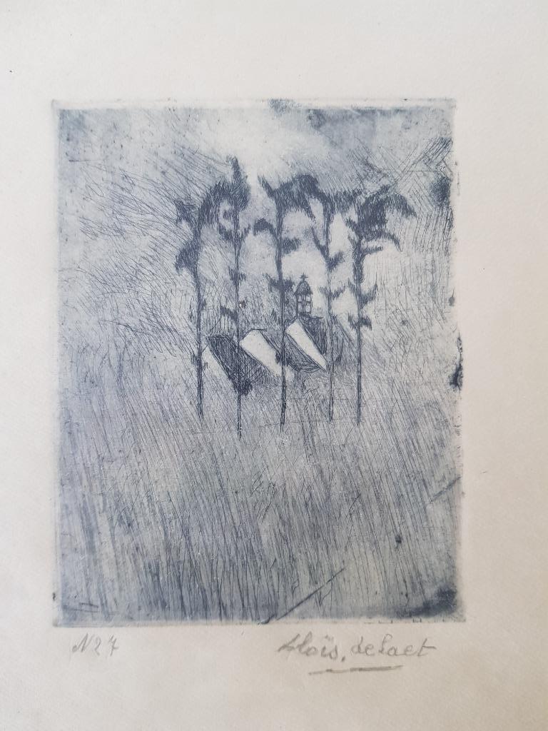 ORIGINELE ETS VAN KUNSTSCHILDER ALOÏS DE LAET, Antiek en Kunst, Ophalen