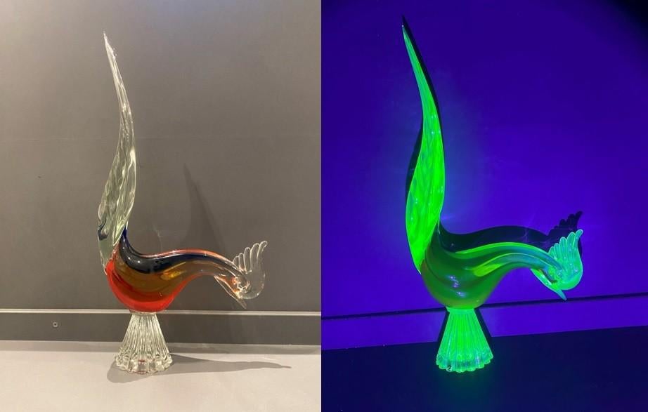 Murano Uranium haan fazant, Antiek en Kunst, Antiek | Glaswerk en Kristal, Ophalen of Verzenden