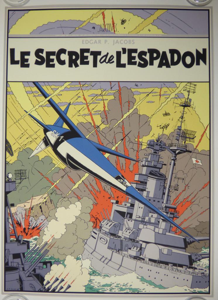 E.P. Jacobs - Blake & Mortimer - zeefdruk, Verzamelen, Ophalen, Overige figuren, Nieuw, Plaatje, Poster of Sticker