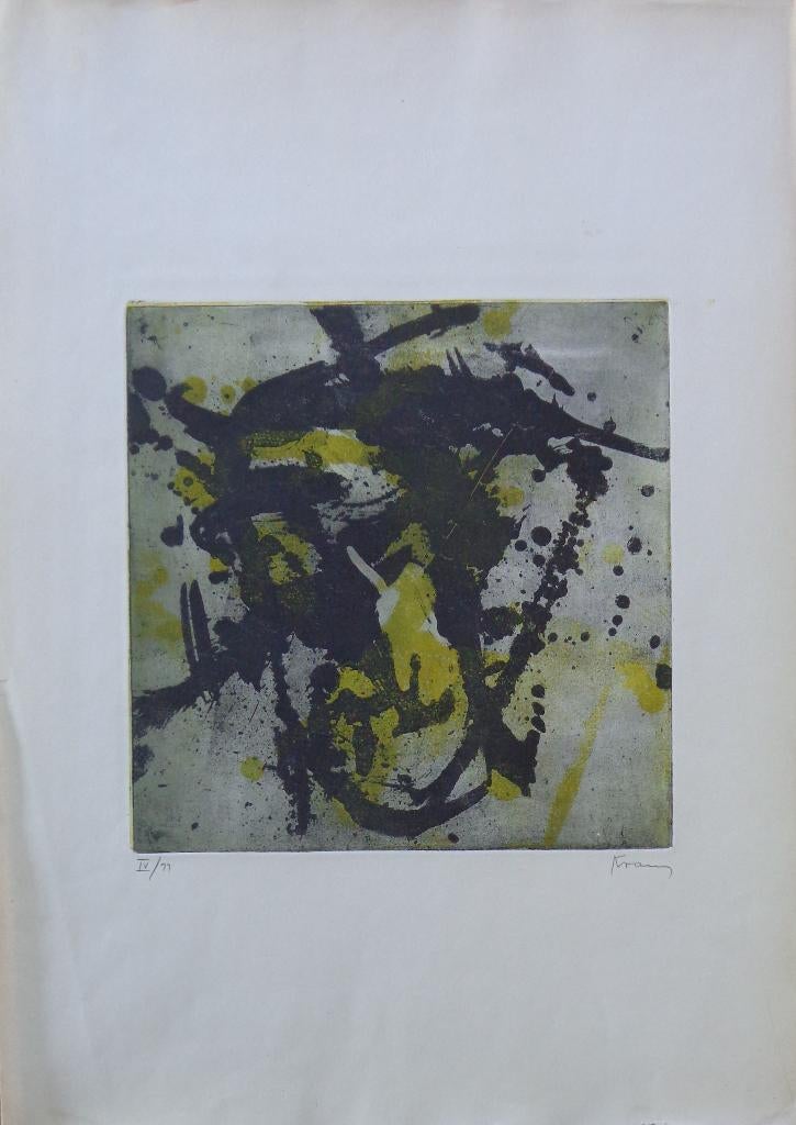 GÜNTHER KRAUS / ABSTRACTIE / KLEURETS / 50x35cm / SIG / 1960, Enlèvement ou Envoi