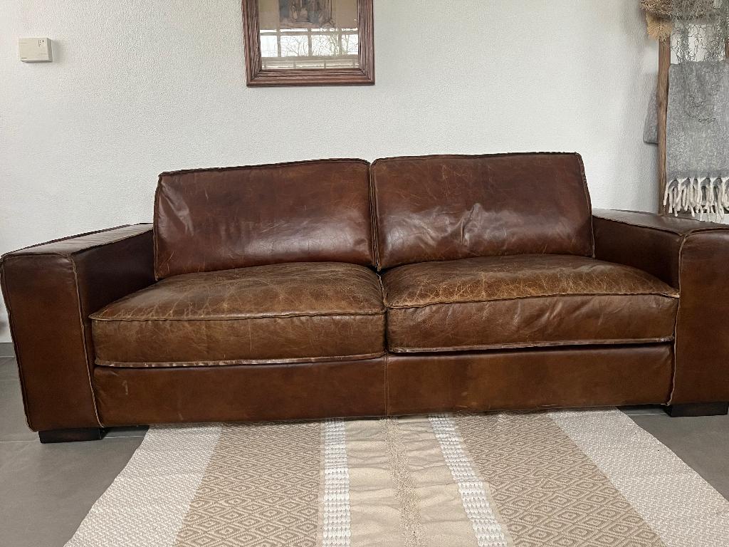 Zetel Maison du Monde, Huis en Inrichting, Ophalen, Koloniaal/ industrieel, Driepersoons, Leer