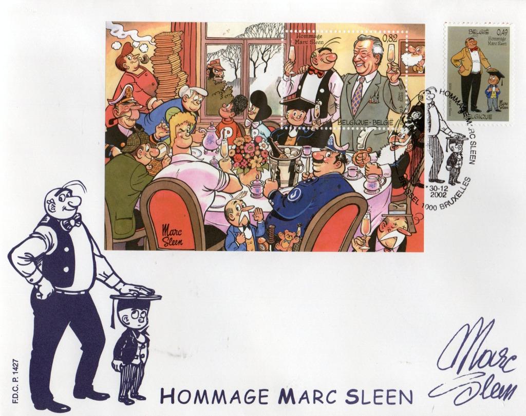 Année 2002 : FDC 3144 et 3145 du bloc 100 - Hommage à Marc S, Postzegels en Munten, Ophalen