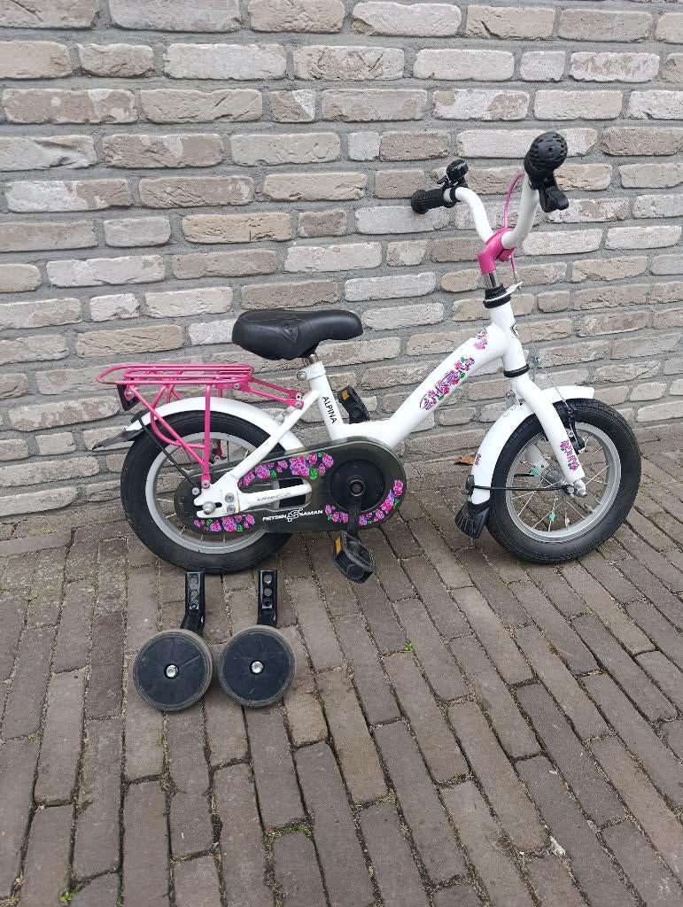 Alpina meisjes kinderfiets (met zijwieltjes), Fietsen en Brommers, Fietsen | Meisjes, Ophalen, Gebruikt, 14 inch of minder, Alpina