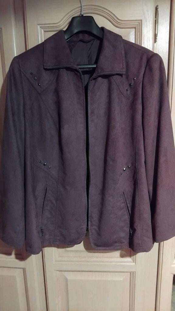 Paars suède jack met treklipje, Kleding | Dames, Paars, Ophalen of Verzenden, Zo goed als nieuw, Maat 42/44 (L)
