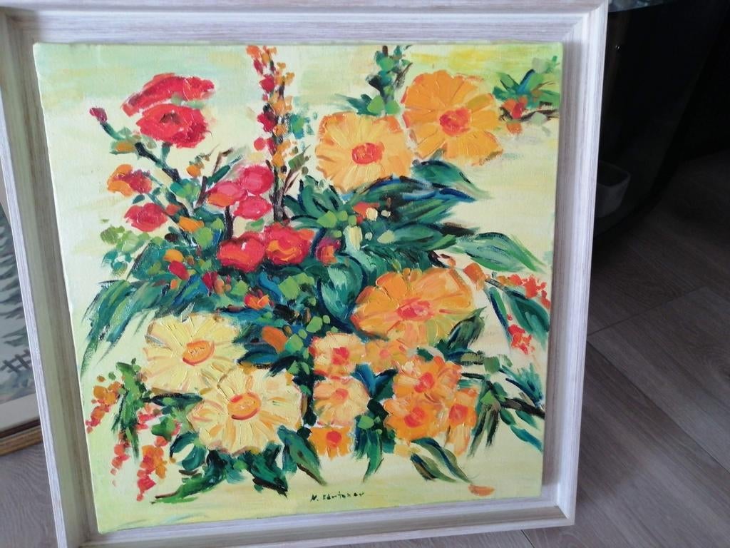 Schilderij bloemen, Antiek en Kunst, Ophalen