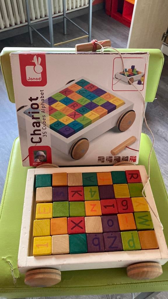 Karretje met houten blokken, Kinderen en Baby's, Ophalen, Gebruikt