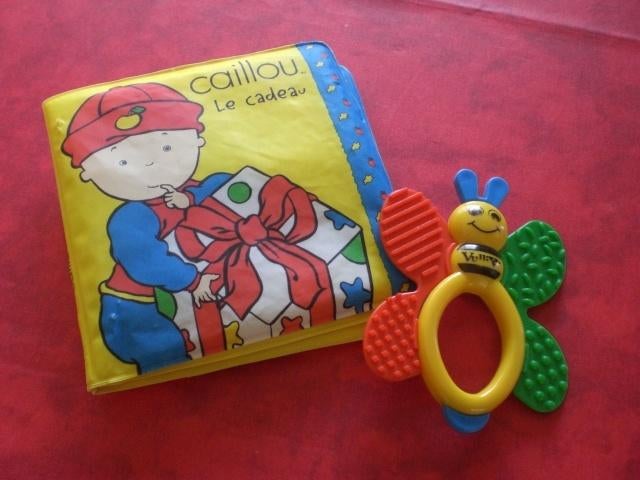 Livre plastique + hochet bébé, Envoi, Utilisé, Hochet
