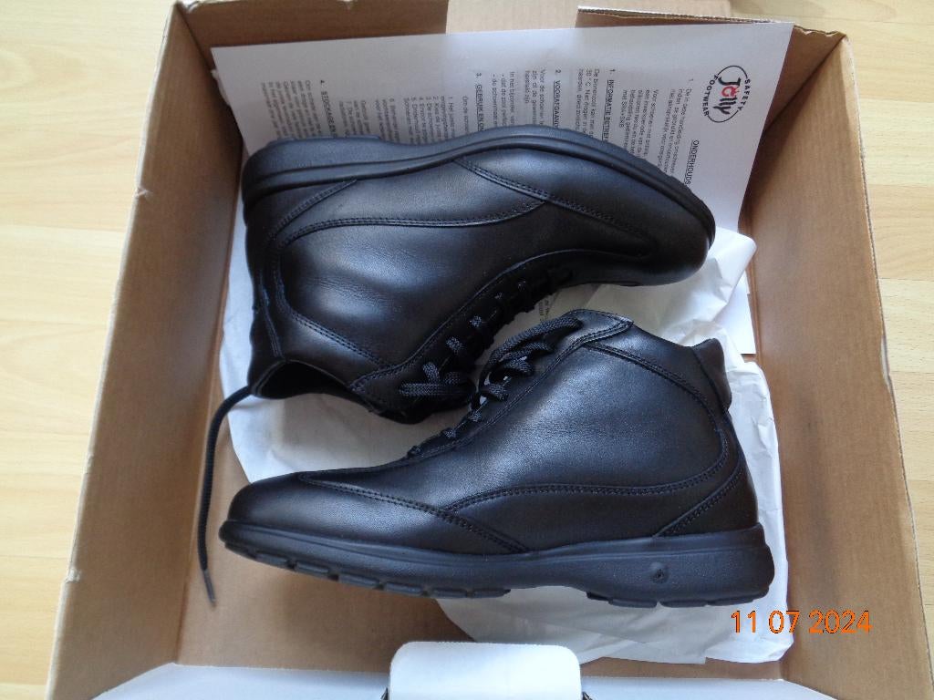 stevige zwart lederen halfhoge schoenen maat 38, Ophalen, Hoge laarzen, Zwart, Nieuw