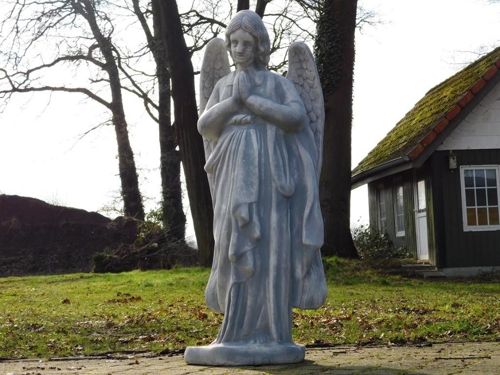 Beeld Biddende Engel - 100 cm - Steen, Tuin en Terras, Tuinbeelden, Engelenbeeld, Steen, Ophalen of Verzenden