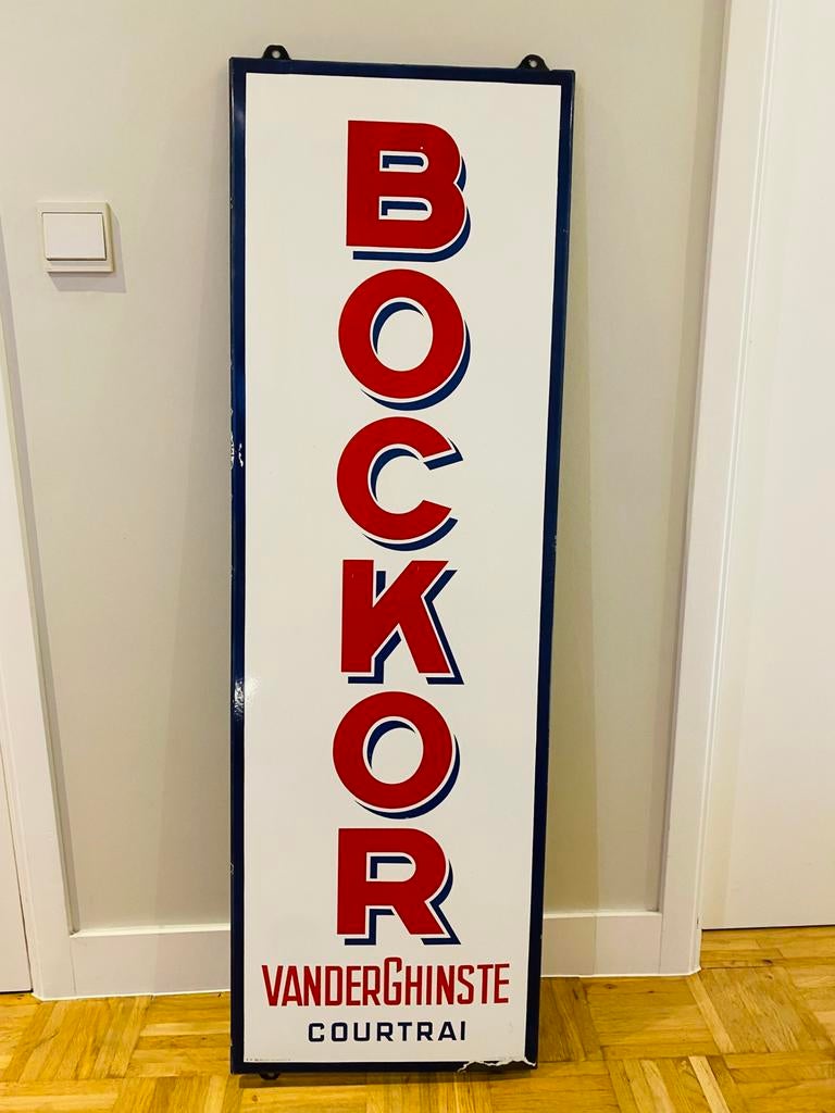 Originele Bockor emaillebord Tb 50 Vanderghinste, Ophalen, Zo goed als nieuw