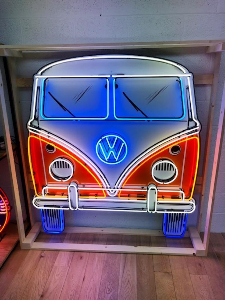 VW T1 transporter bus neon showroom garage verlichting neons, Verzamelen, Ophalen, Zo goed als nieuw, Lichtbak of (neon) lamp