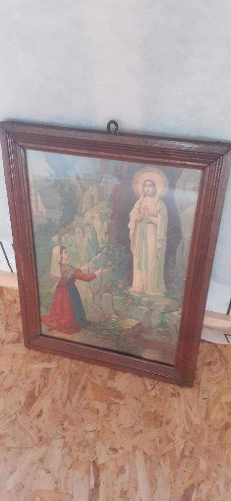 2 cadres anciens en chêne avec dessin religieux, Enlèvement ou Envoi