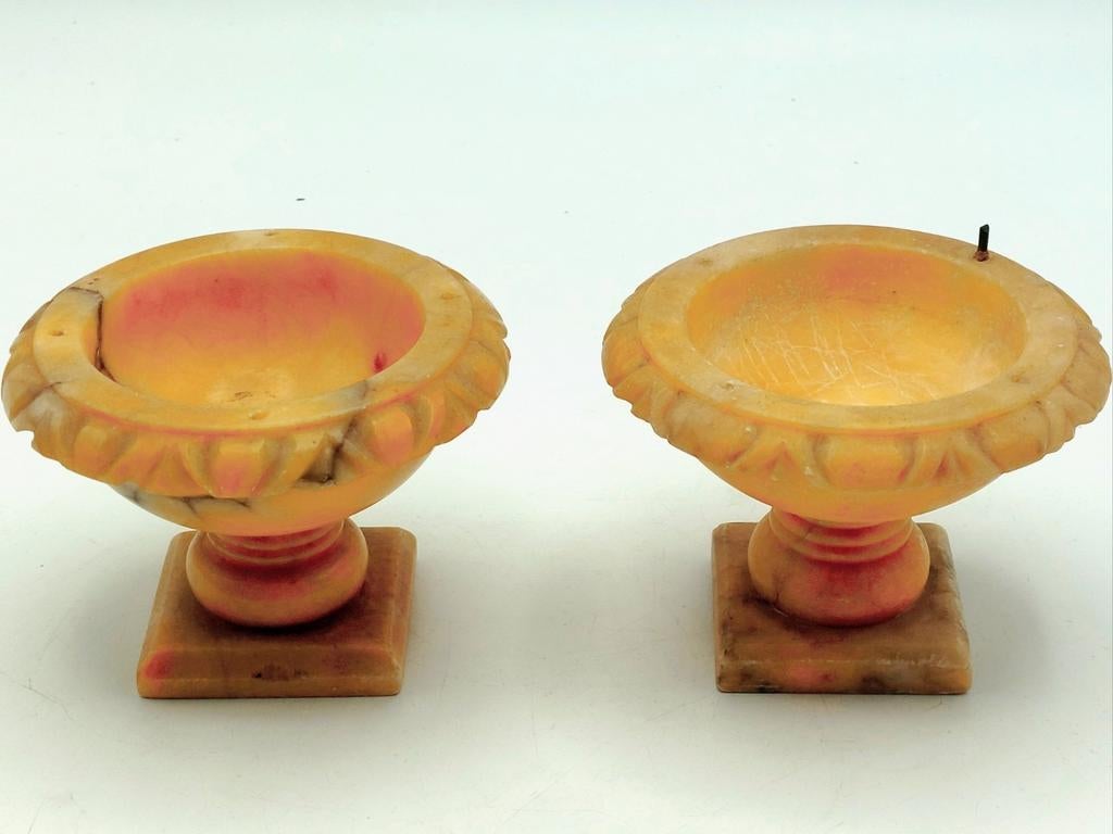 2 Italiaanse alabaster vogelbadjes, Ophalen