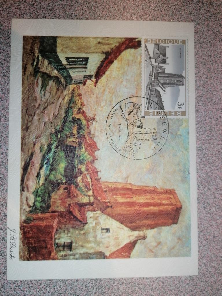 Carte postale FDC Lissewege, timbre-jour, coucher de soleil,, Collections, Enlèvement ou Envoi
