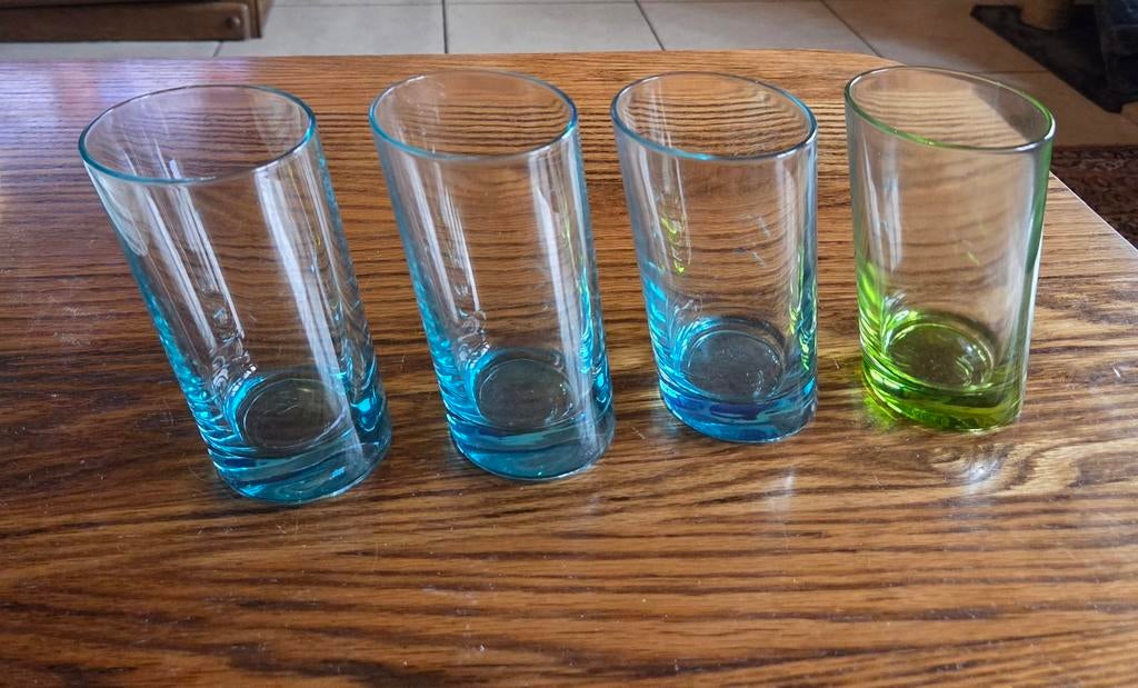 Verre biseauté vintage - Italie (4 pièces), Antiquités & Art, Enlèvement ou Envoi