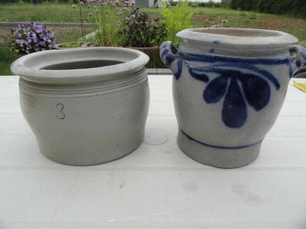Deux anciens pots en grès, Jardin & Terrasse, Pots de fleurs, Utilisé, Poterie, Intérieur, Balcon, Jardin, Moins de 40 cm, Moins de 25 cm