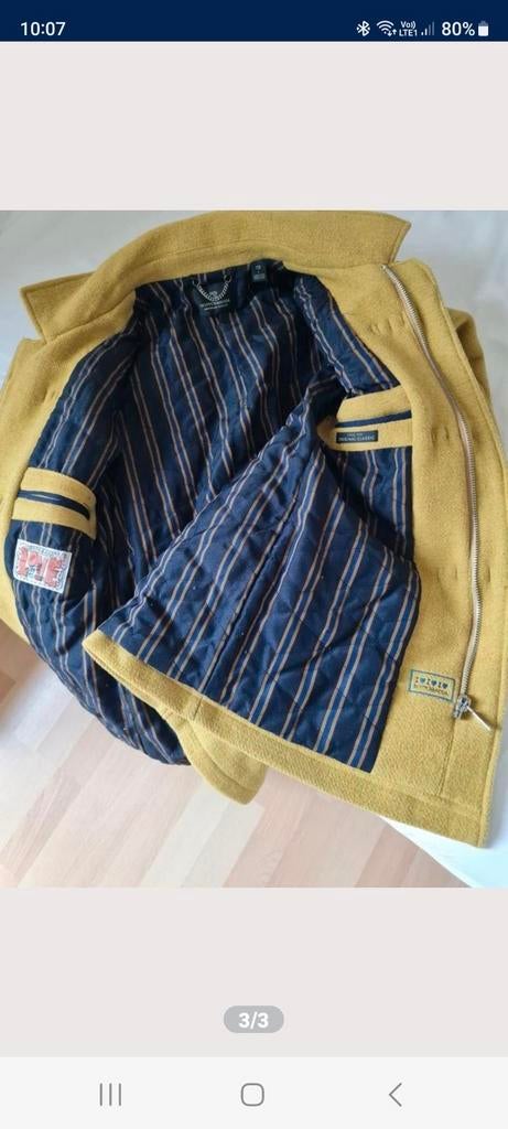 Scotch &Soda okergele duffelcoat, Ophalen, Maat 52/54 (L), Geel, Zo goed als nieuw