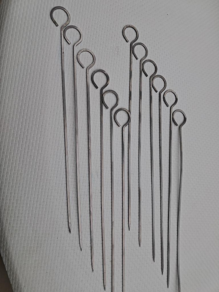 12 brochettes inox de 40 cm de long, Enlèvement ou Envoi, Utilisé