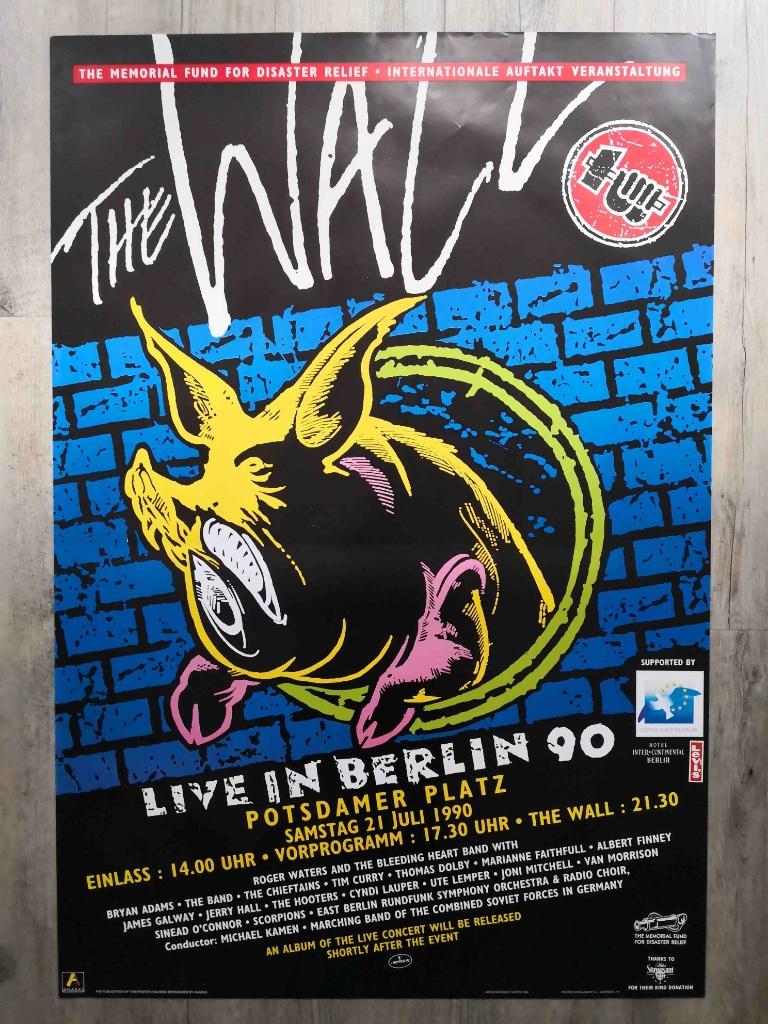 Originele poster - THE WALL - ROGER WATERS - BERLIJN 1990, Verzamelen, Posters, Zo goed als nieuw, Muziek, Deurposter of groter