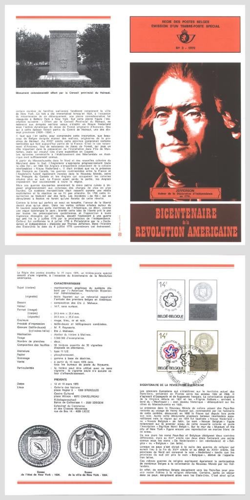 1976: Tweehonderdste verjaardag van de Amerikaanse revolutie, Postzegels en Munten, Postzegels | Europa | België, Verzenden