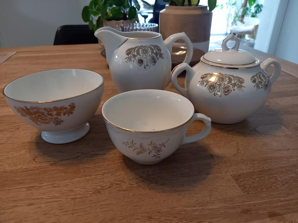 Sucrier Boch, pot à lait, bol de rinçage, sac doré, Enlèvement ou Envoi