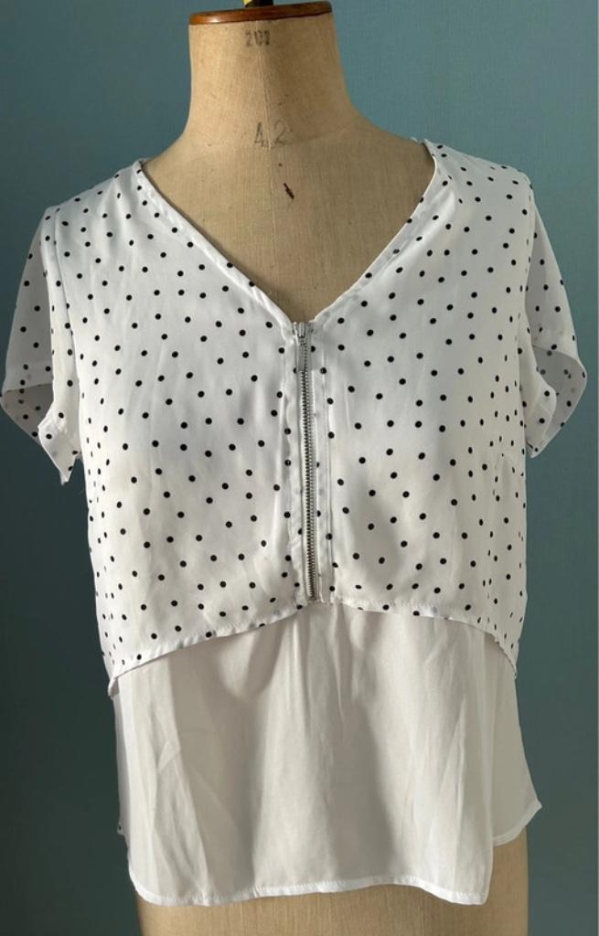 Witte blouse met stipjes, Envoi, Taille 36 (S)