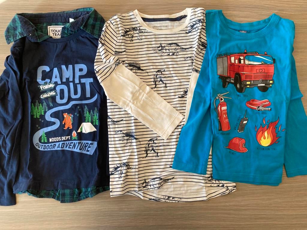 T-shirts lange mouwen - maat 128, Ophalen of Verzenden, Gebruikt, Jongen of Meisje, Shirt of Longsleeve