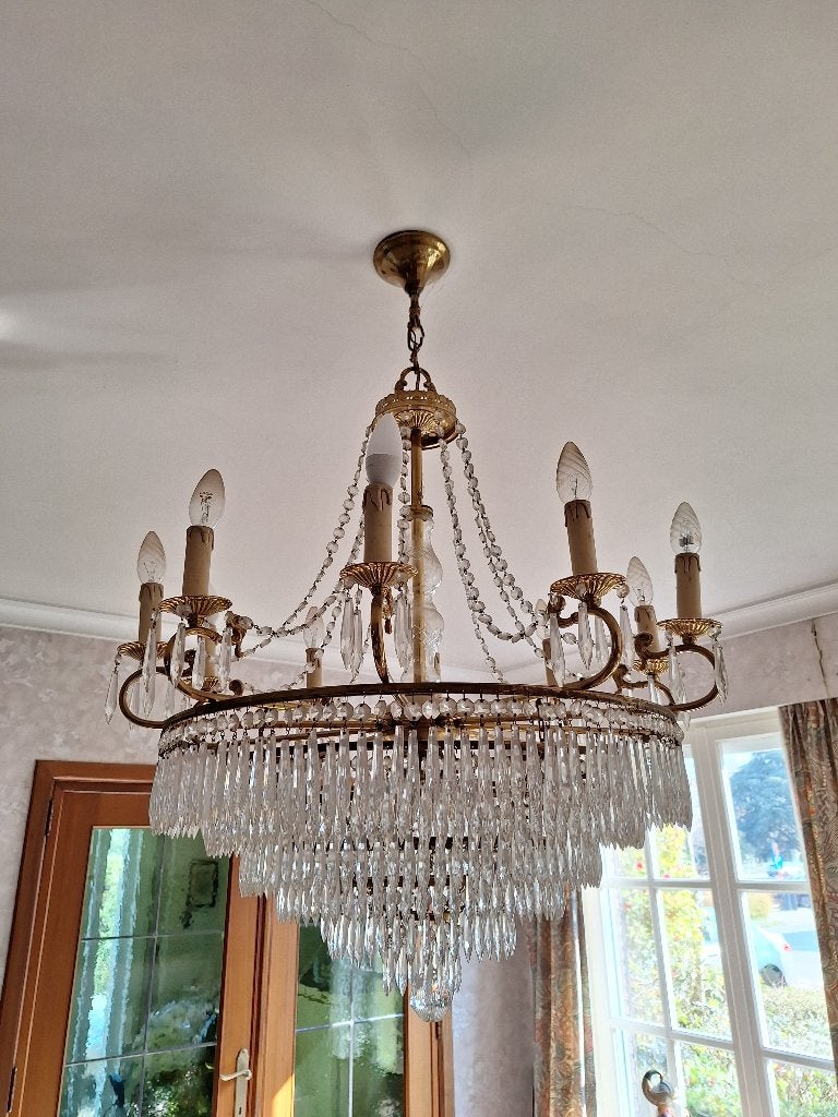 kristallen luchter, Huis en Inrichting, Lampen | Kroonluchters, Ophalen, Zo goed als nieuw, Klassiek