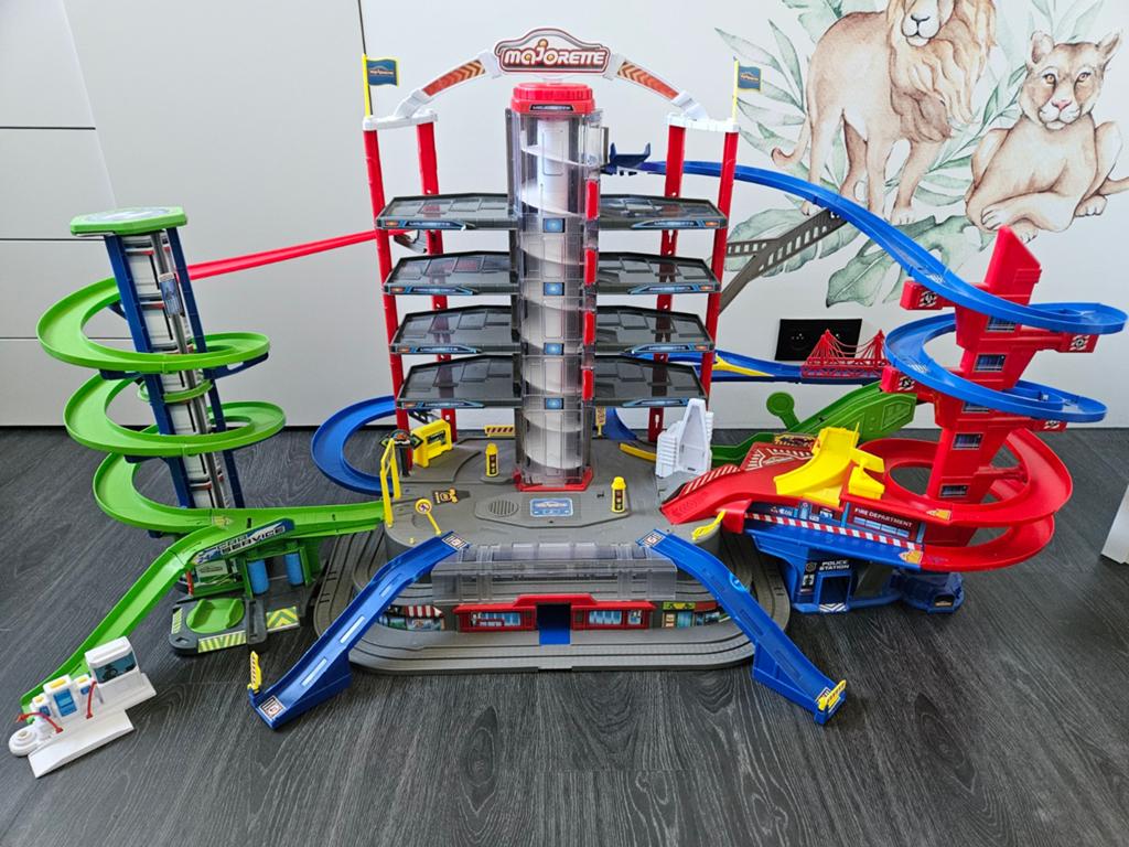 Auto/parkeergarage Majorette met elektrische lift en rolbrug, Ophalen