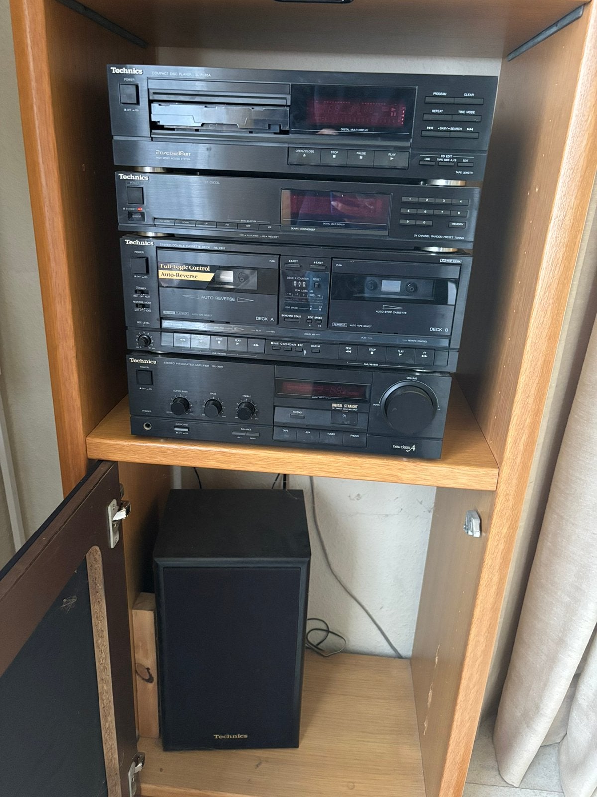 Volledig werkende vintage Technics stereo set + speakers, Enlèvement, Comme neuf, Deck cassettes ou Lecteur-enregistreur de cassettes
