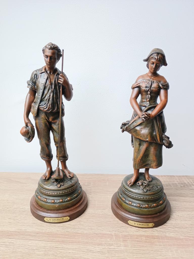 Sculpturen met de Angelus naar Adrien Gaudez, Ophalen of Verzenden, Art deco, Beeld