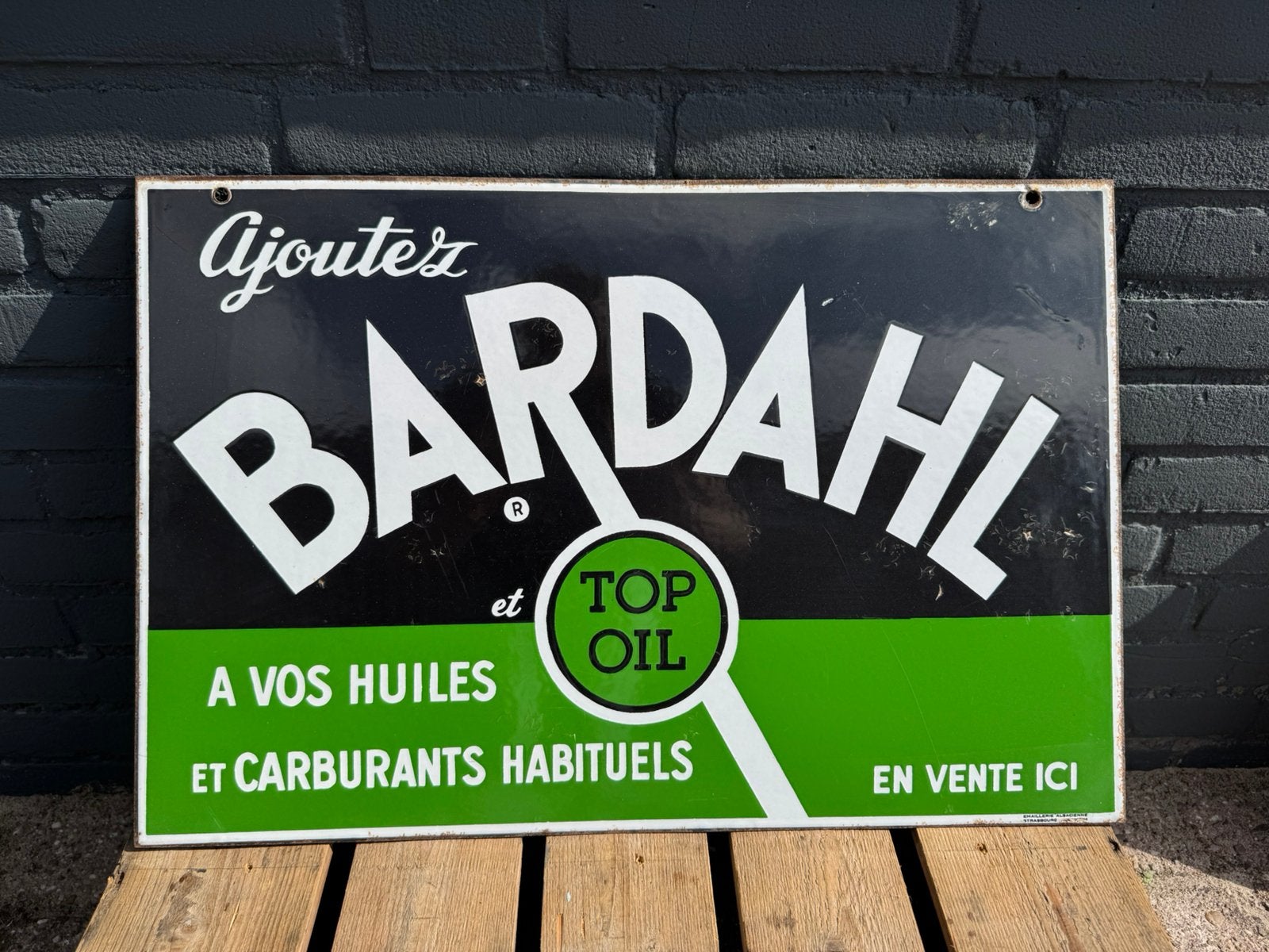 BARDAHL Top Oil emaille reclamebord, Ophalen of Verzenden, Gebruikt, Reclamebord