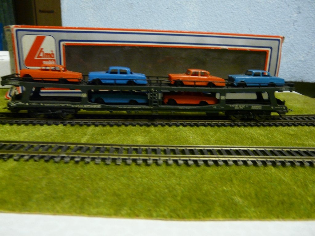 Lima HO 2x autotransportwagons met oude automodellen, Ophalen, Gebruikt, Gelijkstroom, Wagon
