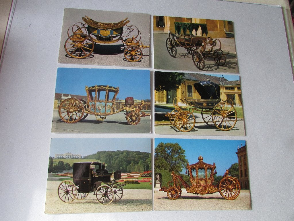 Cartes postales, 6 voitures, Musée de Vienne, Collections, Enlèvement ou Envoi, 1920 à 1940, Non affranchie, Autriche