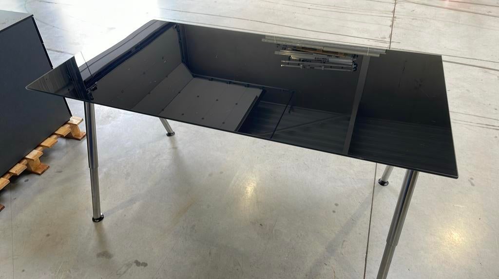Glazen Bureau Ikea Galant 80x 160 cm, Huis en Inrichting, Bureaus, Ophalen, In hoogte verstelbaar, Gebruikt