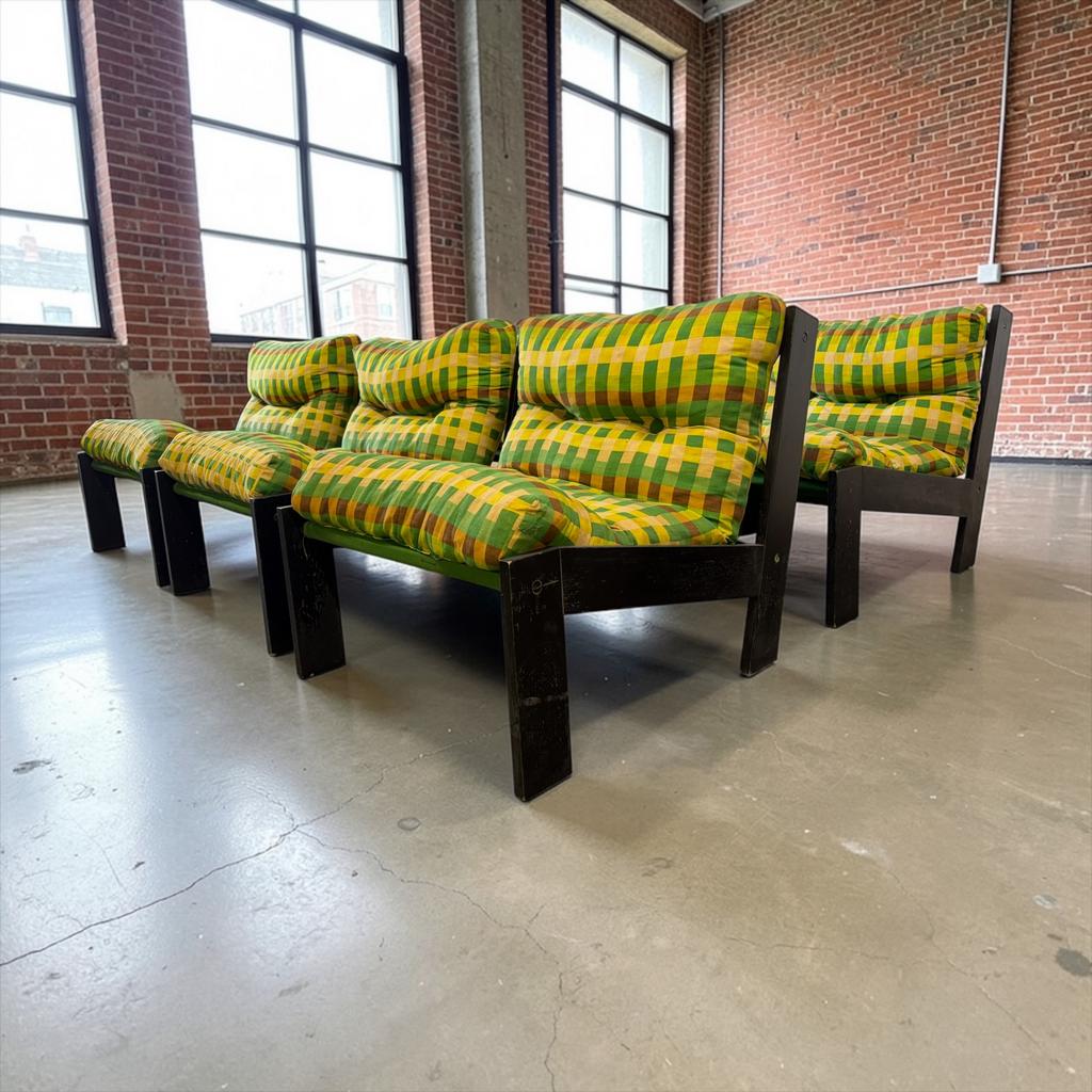 Vintage groene modulaire eenzit / lounge stoel / fauteuil, Antiek en Kunst, Ophalen