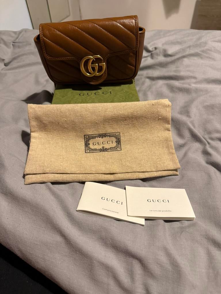 Gucci gg marmont mini brown, Handtassen en Accessoires, Ophalen, Nieuw, Bruin, Leder