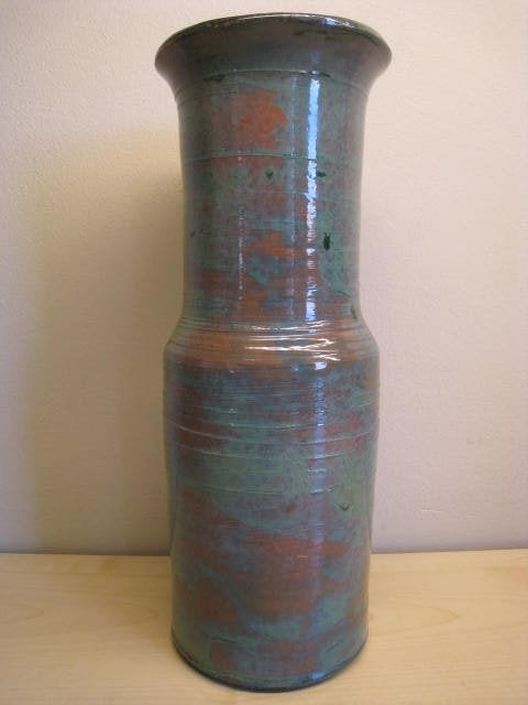 Keramiek vaas, groen, hoogte 26cm, diameter 9,5cm, ooi !!, Antiek en Kunst, Ophalen