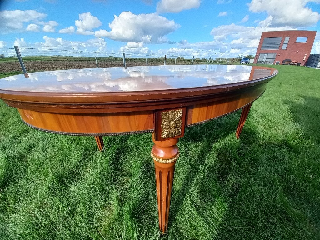 Oude vintage eetkamertafel inlegwerk in nieuwstaat, Ophalen, Overige materialen, 50 tot 100 cm, Zo goed als nieuw