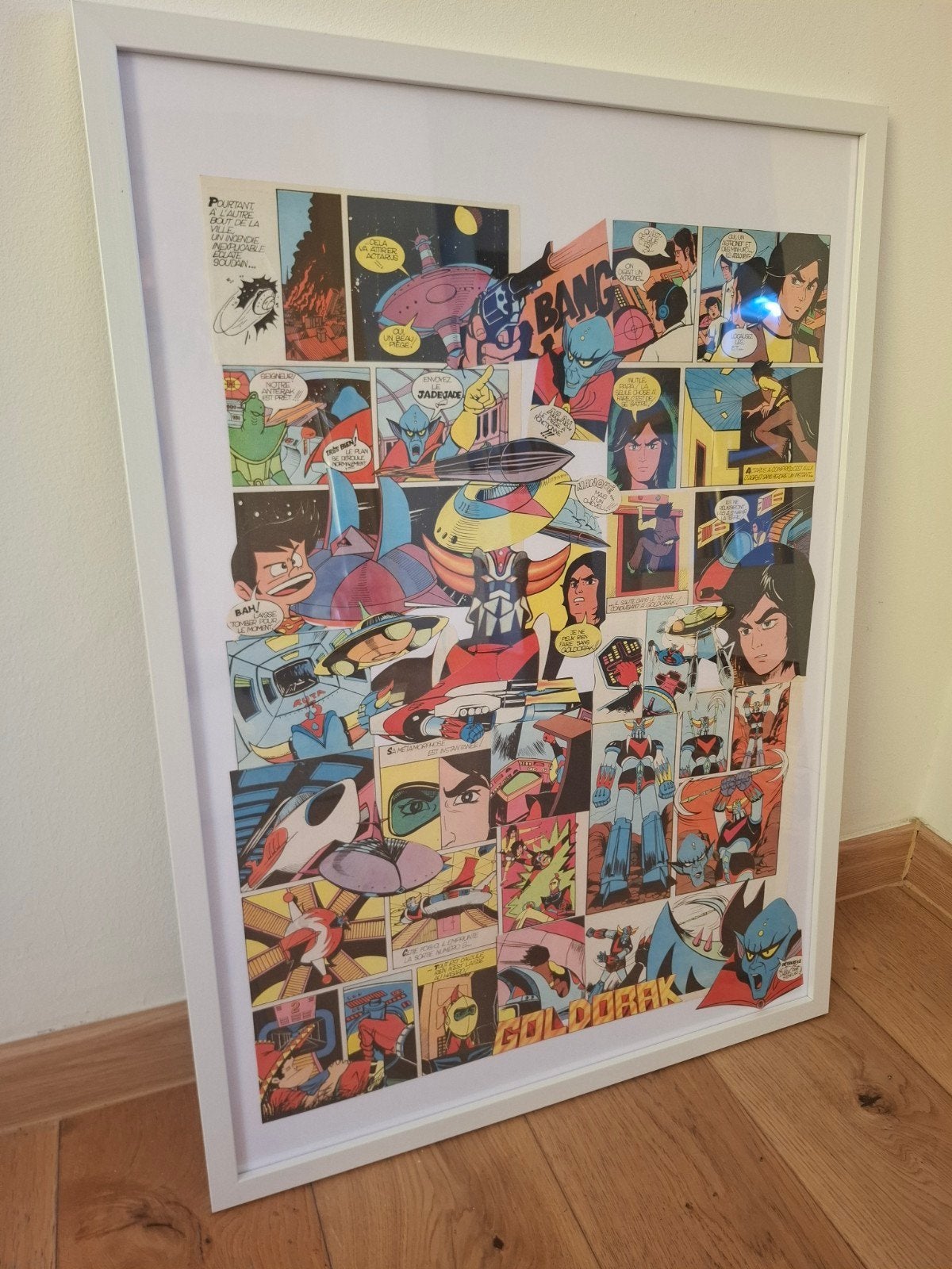 goldorak cadre 70x50cm scène unique montage