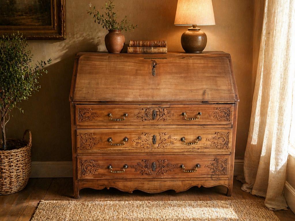 Antieke secretaire / schrijfkast – massief houten eyecatcher, Antiek en Kunst, Ophalen