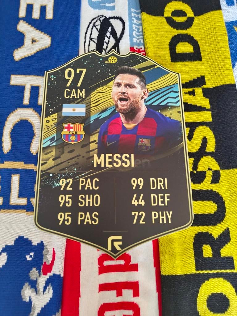 Voetbalkaartje (37cmx25cm) - Lionel Messi / Barcelona, Ophalen, Zo goed als nieuw, Plaatje